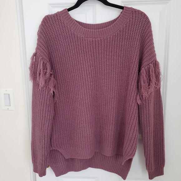 Charlotte Russe Purple Tassel Long Sleeve Sweater - Picture 6 of 7